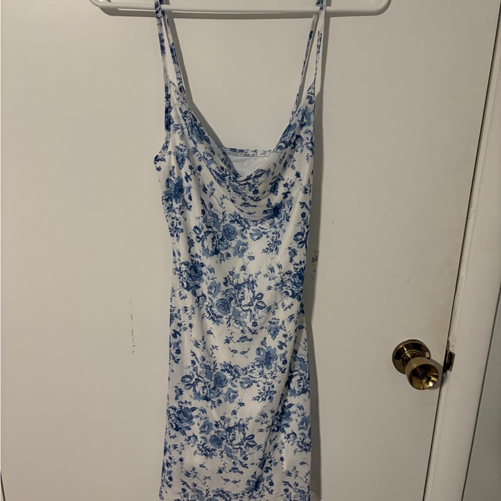 Floral Blue and White Dress